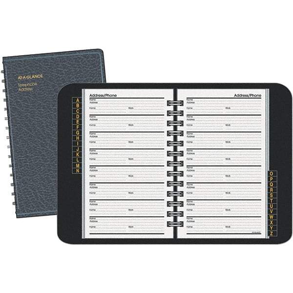 AT-A-GLANCE - 100 Sheet, 4-7/8 x 8", Telephone/Address Book - Black - Exact Tool & Supply