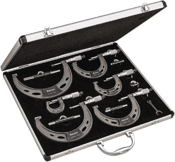 Starrett - Mechanical Outside Micrometer Sets Minimum Measurement (Inch): 0 Maximum Measurement (Inch): 6 - Exact Tool & Supply