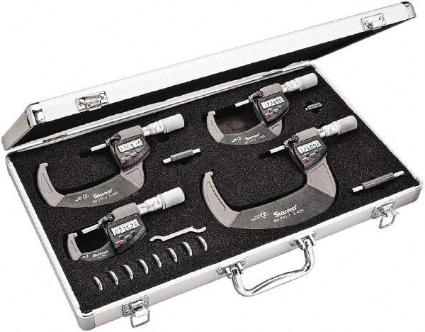 Starrett - Mechanical Outside Micrometer Sets Minimum Measurement (Inch): 0 Maximum Measurement (Inch): 4 - Exact Tool & Supply