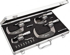 Starrett - Mechanical Outside Micrometer Sets Minimum Measurement (Inch): 0 Maximum Measurement (Inch): 4 - Exact Tool & Supply