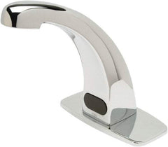 Zurn - Chrome Plated Electronic Internal Temperature Control Mixer Sensor Faucet - Powered by 4 AA Batteries, Standard Spout, Single Hole Mounting Centers - Exact Tool & Supply