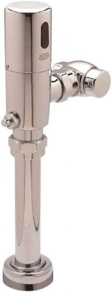 Zurn - 1-1/2" Spud Coupling, 1" Pipe, Closet Automatic Flush Valve - Single Flush, 1.6 Gal per Flush, Chrome Cover, Powered by 4 AA Batteries - Exact Tool & Supply