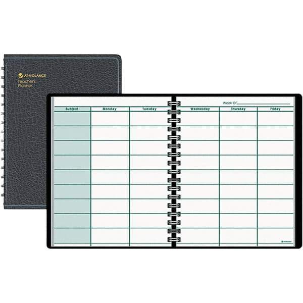 AT-A-GLANCE - 52 Sheet, 8-1/2 x 10-7/8", Teacher's Planner - Black - Exact Tool & Supply