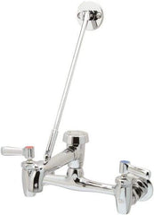 Zurn - Vacuum Breaker Spout With Pail Hook And Wall Brace, Two Handle, Chrome Plated Wall Mount, Industrial Service Sink Faucet - Lever Handle - Exact Tool & Supply