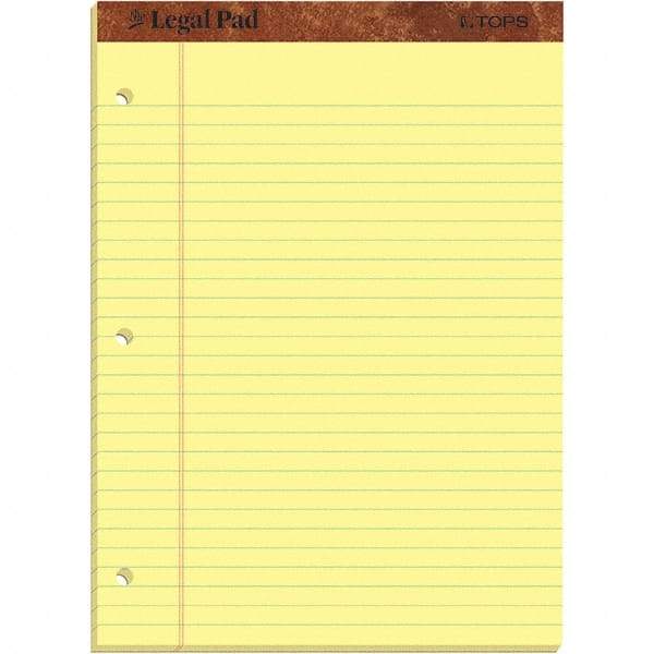TOPS - 50 Sheet, 8-1/2 x 11-3/4", Legal/Wide (Style) Legal Pad - Canary - Exact Tool & Supply