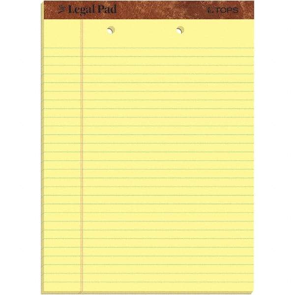TOPS - 50 Sheet, 8-1/2 x 11-3/4", Legal/Wide (Style) Legal Pad - Canary - Exact Tool & Supply