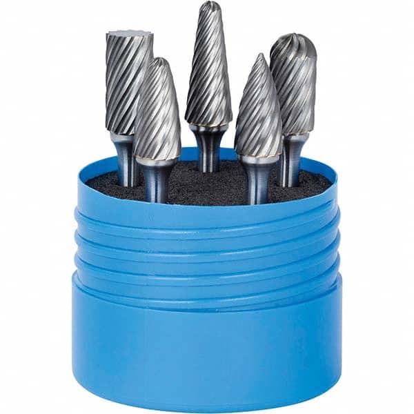 SGS Pro - Burr Sets Head Shape: Ball Nose Cone; Ball Nose Cylinder; Ball Nose Tree; Cylinder w/Endcut; Pointed Tree Tooth Style: Double Cut - Exact Tool & Supply