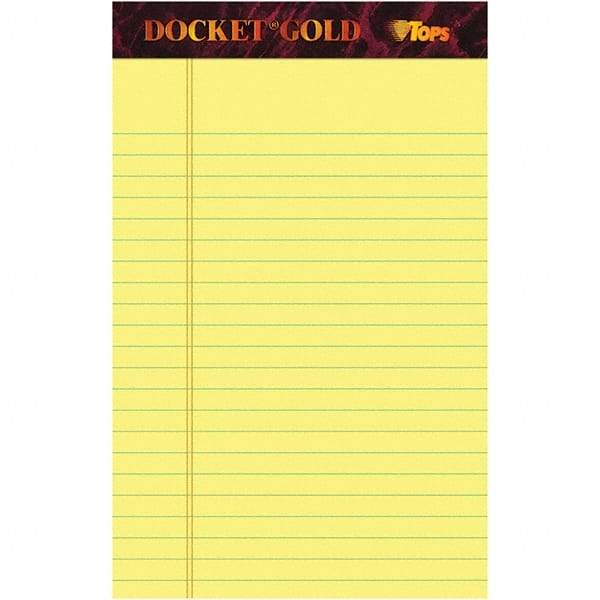 TOPS - 50 Sheet, 5 x 8", Narrow Writing Pad - Canary - Exact Tool & Supply