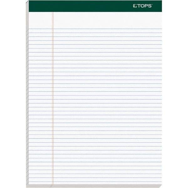 TOPS - 100 Sheet, 8-1/2 x 11-3/4", Narrow Docket Ruled Pad - White - Exact Tool & Supply