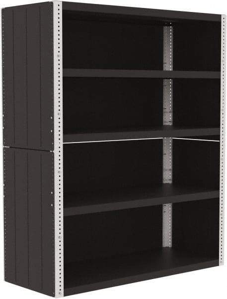 Valley Craft - 4 Shelves, 10,000 Lb Capacity, Enclosed Shelving - 60" Wide x 24" Deep x 72" High, Gray - Exact Tool & Supply