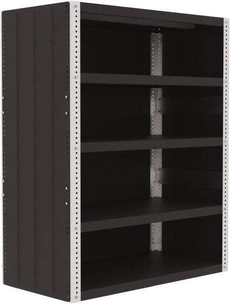 Valley Craft - 4 Shelves, 10,000 Lb Capacity, Enclosed Shelving - 48" Wide x 24" Deep x 60" High, Gray - Exact Tool & Supply