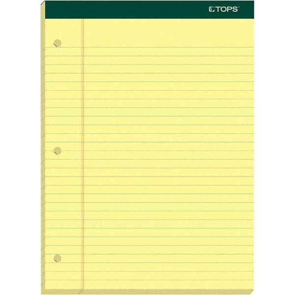 TOPS - 100 Sheet, 8-1/2 x 11-3/4", Legal/Wide (Style) Writing Pad - Canary - Exact Tool & Supply