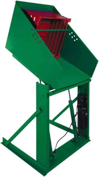 Valley Craft - 2,000 Lb Load Capacity, Steel Box Dumper - 66" Wide x 48" Long x 72" High, Green - Exact Tool & Supply