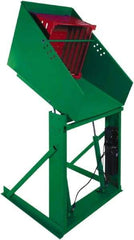 Valley Craft - 2,000 Lb Load Capacity, Steel Box Dumper - 66" Wide x 48" Long x 72" High, Green - Exact Tool & Supply