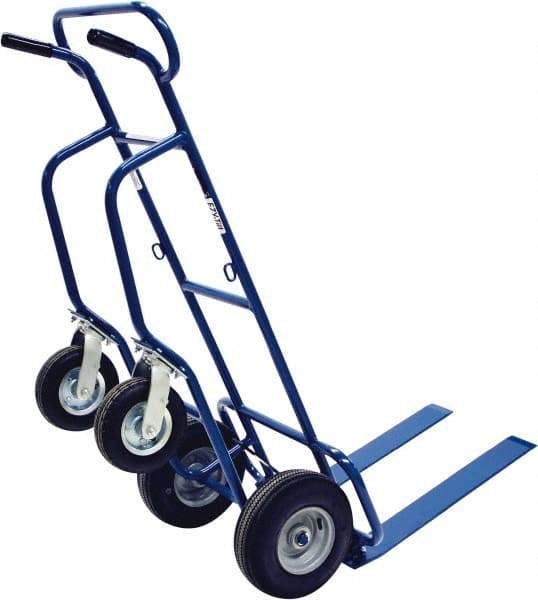 Valley Craft - 600 Lb Capacity 62" OAH Hand Truck - Dual Loop Handle, Steel, Pneumatic Wheels - Exact Tool & Supply