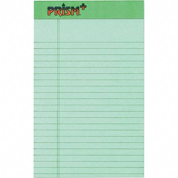 TOPS - 50 Sheet, 5 x 8", Narrow Legal Pad - Pastel Green - Exact Tool & Supply