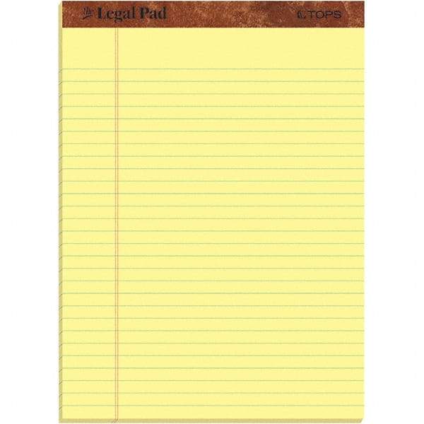 TOPS - 50 Sheet, 8-1/2 x 11", Legal/Wide (Style) Legal Pad - Canary - Exact Tool & Supply