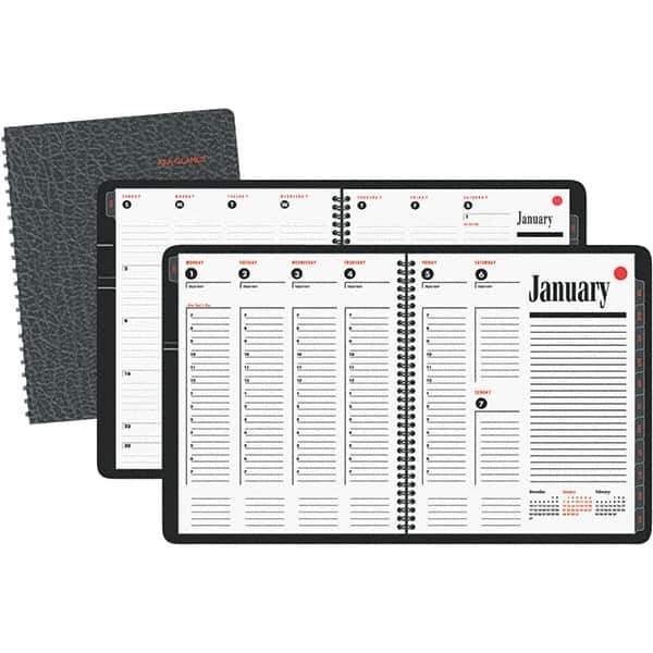 AT-A-GLANCE - 128 Sheet, 8-1/4 x 11", Weekly/Monthly Appointment Book - Black - Exact Tool & Supply