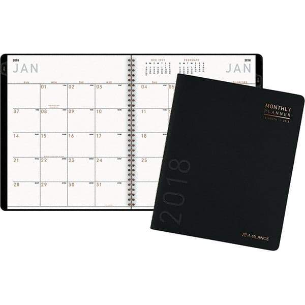 AT-A-GLANCE - 48 Sheet, 8-7/8 x 11", Monthly Planner - Black - Exact Tool & Supply