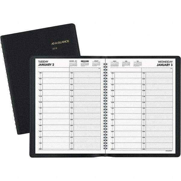 AT-A-GLANCE - 365 Sheet, 8 x 10-7/8", Appointment Book - Black - Exact Tool & Supply