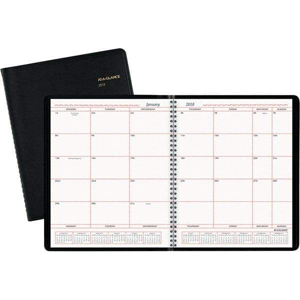 AT-A-GLANCE - 24 Sheet, 8 x 10", Monthly Planner - Black - Exact Tool & Supply