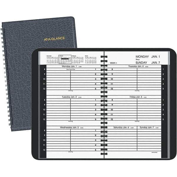 AT-A-GLANCE - 104 Sheet, 4-7/8 x 8", Weekly Appointment Book - Black - Exact Tool & Supply