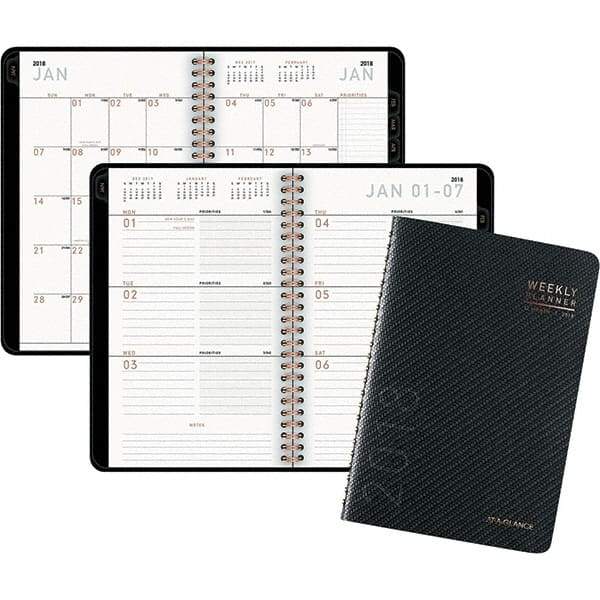AT-A-GLANCE - 128 Sheet, 4-7/8 x 8", Weekly/Monthly Planner - Graphite - Exact Tool & Supply