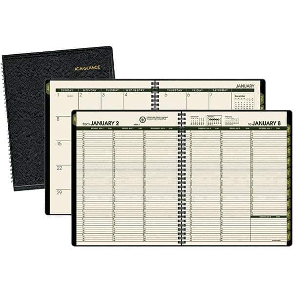 AT-A-GLANCE - 128 Sheet, 6-7/8 x 8", Weekly/Monthly Appointment Book - Black - Exact Tool & Supply