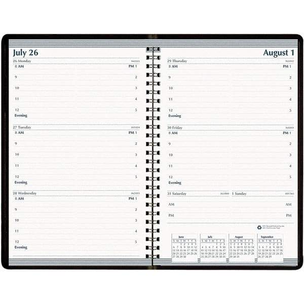 House of Doolittle - 104 Sheet, 5 x 8", Weekly Appointment Book - Black - Exact Tool & Supply