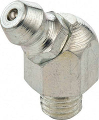 Umeta - 45° Head Angle, M8x1.25 Metric Stainless Steel Standard Grease Fitting - 9mm Hex, 23.5mm Overall Height, 5.5mm Shank Length - Exact Tool & Supply