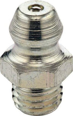 Umeta - Straight Head Angle, M6x1 Metric Stainless Steel Standard Grease Fitting - 7mm Hex, 15mm Overall Height, 5.5mm Shank Length - Exact Tool & Supply
