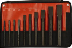 Mayhew - 10 Piece Cold Chisel Set - Hot Forged Carbon Steel, Sizes Included 1/4 to 1" - Exact Tool & Supply