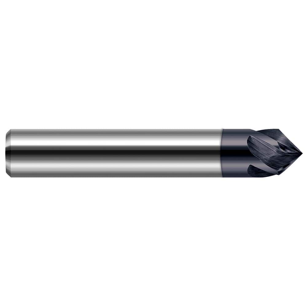 Harvey Tool - 3/8" Diam 60°/120° 4-Flute Single End Solid Carbide Chamfer Mill - Exact Tool & Supply
