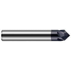 Harvey Tool - 3/8" Diam 60°/120° 4-Flute Single End Solid Carbide Chamfer Mill - Exact Tool & Supply