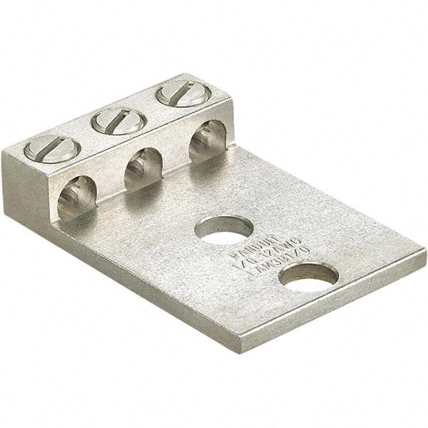 Panduit - 6 AWG Noninsulated Lug Connection Square Ring Terminal - 1/2" Stud, 4" OAL x 2.82" Wide, Tin Plated Aluminum Contact - Exact Tool & Supply