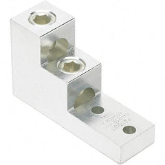 Panduit - 2 AWG Noninsulated Lug Connection Square Ring Terminal - 3/8" Stud, 4.91" OAL x 1-1/2" Wide, Tin Plated Aluminum Contact - Exact Tool & Supply