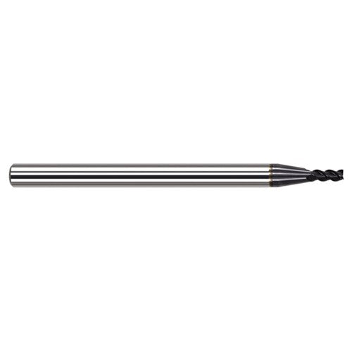 Variable Helix End Mills for Exotic Alloys - 0.0620″ (1/16″) Cutter Diameter × 0.0200″ Radius × 0.0930″ (3/32″) Length of Cut Carbide Corner Radius End Mill for Exotic Alloys, 3 Flutes, AlTiN Nano Coated - Exact Tool & Supply