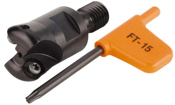 Kennametal - 19.05mm Cutting Diam, 3/4" Max Depth of Cut, Modular Connection Indexable Copy End Mill - 2 Inserts, RDHX 1003M0S Insert, KDM Toolholder - Exact Tool & Supply