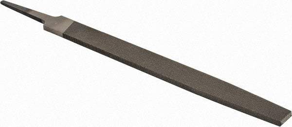PFERD - 8" Long, Second Cut, Flat American-Pattern File - Single, Double Cut, 0.22" Overall Thickness, Tang - Exact Tool & Supply