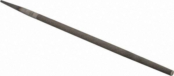 PFERD - 10" Long, Smooth Cut, Round American-Pattern File - Single Cut, 0.38" Overall Thickness, Tang - Exact Tool & Supply