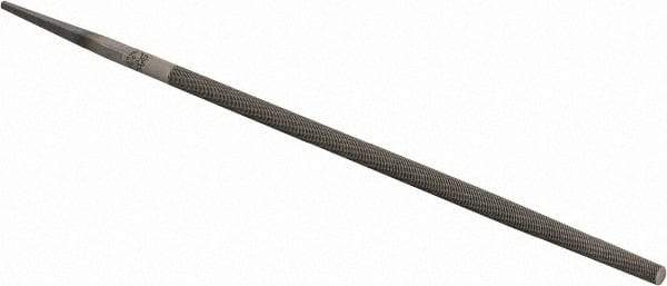 PFERD - 8" Long, Smooth Cut, Round American-Pattern File - Single Cut, 0.31" Overall Thickness, Tang - Exact Tool & Supply