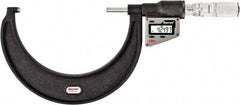 Starrett - 101 to 127 mm Range, 0.0001" Resolution, Standard Throat, Electronic Outside Micrometer - 0.0002" Accuracy, Friction Thimble, Micro Lapped Carbide Face, CR2450 Battery, Includes 3V Battery - Exact Tool & Supply