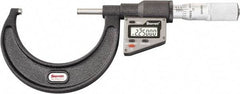 Starrett - 50.8 to 76 mm Range, 0.0001" Resolution, Standard Throat, Electronic Outside Micrometer - 0.0001" Accuracy, Friction Thimble, Micro Lapped Carbide Face, CR2450 Battery, Includes 3V Battery - Exact Tool & Supply