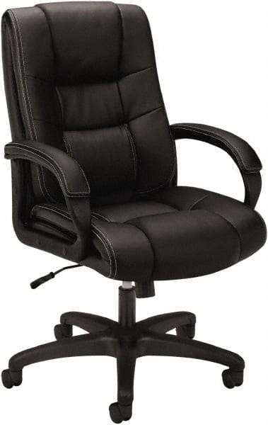 Basyx - 45-1/2" High Executive Chair - 28" Wide x 40" Deep, Vinyl Seat, Black - Exact Tool & Supply