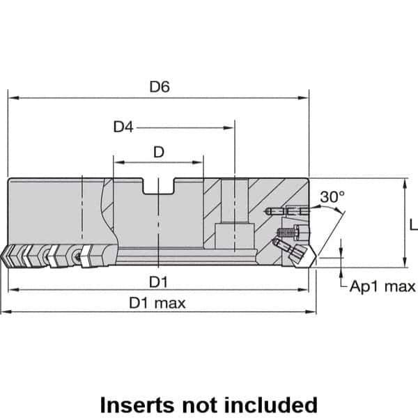 Kennametal - 12" Cut Diam, 2-1/2" Arbor Hole, 8mm Max Depth of Cut, 30° Indexable Chamfer & Angle Face Mill - 40 Inserts, HNGX 0905... Insert, Right Hand Cut, 40 Flutes, Series HexaCut - Exact Tool & Supply