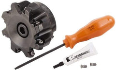 Kennametal - 3" Cut Diam, 1" Arbor Hole, 4.42mm Max Depth of Cut, 30° Indexable Chamfer & Angle Face Mill - 8 Inserts, HNGJ 0604... Insert, Right Hand Cut, 8 Flutes, Through Coolant, Series Dodeka Mini HD - Exact Tool & Supply