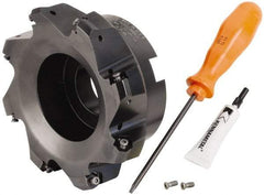 Kennametal - 5" Cut Diam, 1-1/2" Arbor Hole, 3.23mm Max Depth of Cut, 45° Indexable Chamfer & Angle Face Mill - 8 Inserts, HNGJ 0604... Insert, Right Hand Cut, 8 Flutes, Through Coolant, Series Dodeka Mini - Exact Tool & Supply