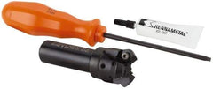 Kennametal - 45° Lead Angle, 33.58mm Max Cut Diam, 1" Min Cut Diam, 3.23mm Max Depth of Cut, Indexable Chamfer and Angle End Mill - 3 Inserts, HNGJ 0604ANENLD Insert Style, 83.31mm Overall Length, Through Coolant, Straight Shank - Exact Tool & Supply