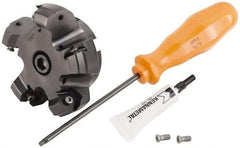 Kennametal - 5 Inserts, 3.245" Cutter Diam, 0.087" Max Depth of Cut, Indexable High-Feed Face Mill - 3/4" Arbor Hole Diam, 1.595" High, KSHR Toolholder, HNGJ 0905.. Inserts, Series Dodeka High-Feed - Exact Tool & Supply