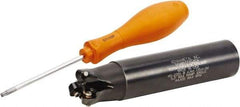Kennametal - 1-1/4" Cutting Diam, 1-1/4" Shank Diam, 1-1/4" Max Depth of Cut, Straight Shank Indexable Copy End Mill - 3 Inserts, RP.T 43.. Insert, KSRM Toolholder, Through Coolant - Exact Tool & Supply